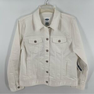NWT Dead Stock Old Navy Off White Denim Pockets Rivet Details Closure Jacket